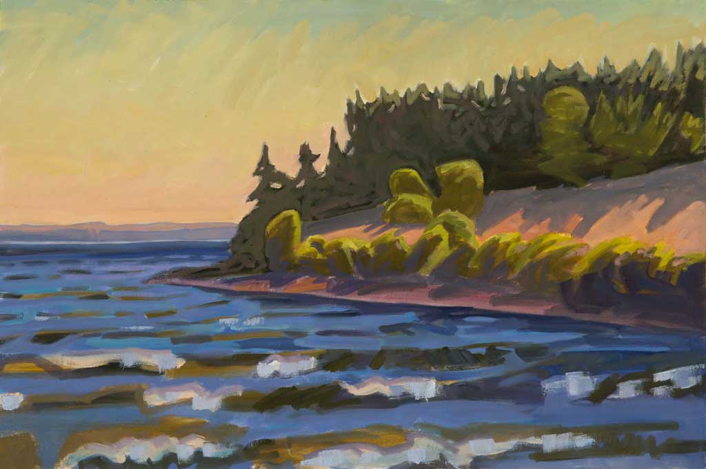 Late Afternoon Light, Bakeman Beach<br />24 x 36"<br />Oil on Canvas