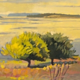 The Two Trees, Morning<br />30 x 30"<br />Oil on Canvas
