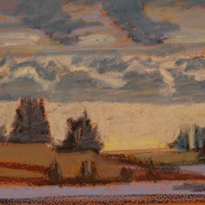Gray and Yellow12x9"Oil Pastel on Prepared Paper