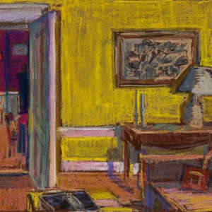 Yellow Room to Kitchen13x19"Oil Pastel on Prepared Paper