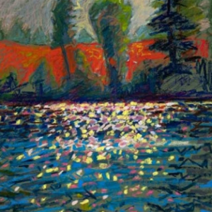 September River Bank27 x 19"Oil Pastel on Prepared Paper