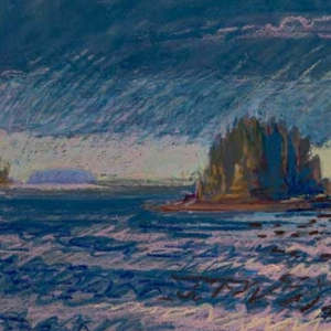 Thrumbcap Blue Gray27 x 19"Oil Pastel on Prepared Paper