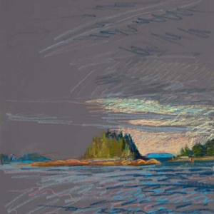 Thrumbcap First Light27 x 19"Oil Pastel on Prepared Paper