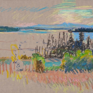 Islesboro Field to Isle au Haut12x16"Oil Pastel on Prepared Paper