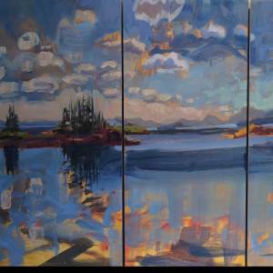 As We Sit Here14 x 33" in 3 panelsOil on Panel