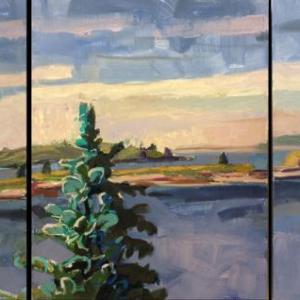 Channel Rock Gray Triptych12 x 33" Oil on Panel