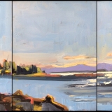 Island Triptych<br />12 x 27" in 3 vertical panels<br />Oil on panel