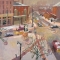 Longfellow Square, February Snow<br />40 x 40"<br /> Oil on Canvas