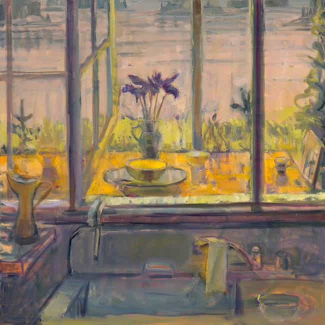 Kitchen, Porch, Channel<br />30 x 30"<br />Oil on canvas