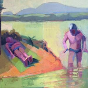 Bathers&Sleeper12 x 12"Oil on Canvas
