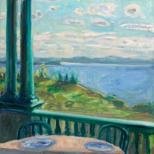Plates and Clouds 30 x30" Oil on Canvas