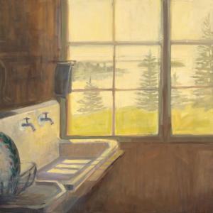 Sink, Yellow Light 30 x 30" Oil on Canvas