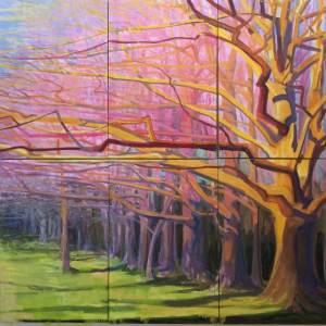 Oaks Reach To Spring 72 x 72" in six 36 x 24" PanelsOil on Canvas