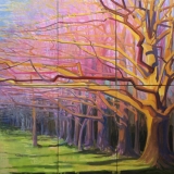 Oaks Reach To Spring <br/>72 x 72" in six 36 x 24" Panels<br/>Oil on Canvas