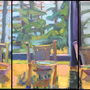 Porch Triptych12 x 27" in 3 vertical panelsOil on Panel