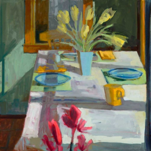 Daffodil & Cyclamen36 x 36"Oil on Canvas