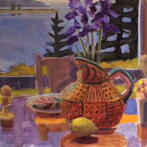 Pitcher To Isle Au Haut16x48" in 3 square panelsOil on panel