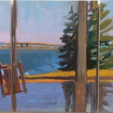 Table Reflects<br />12x27" in 3 Panels<br />Oil on Panel